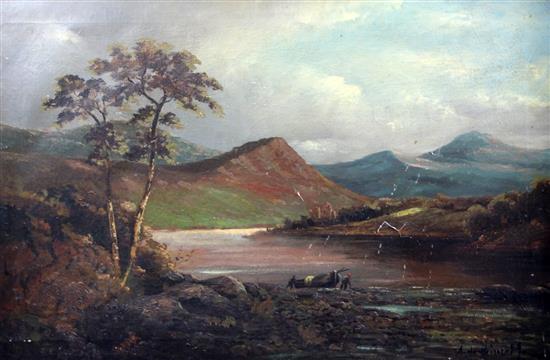 Alfred de Breanski Jnr (1877-1957) Figures in Scottish landscapes, 20 x 30in.